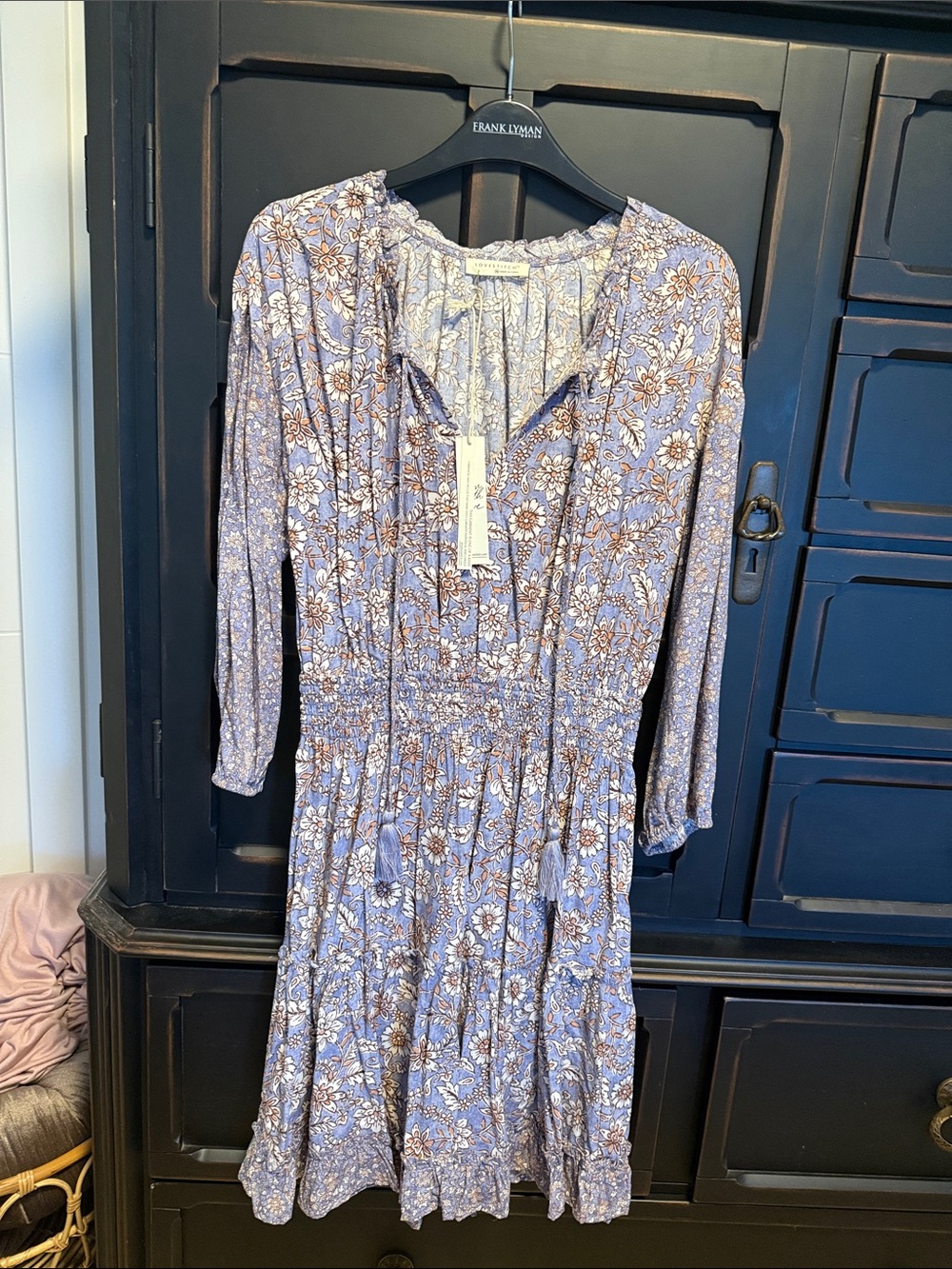 lovestitch Lavender Floral Smocked Long Sleeve Dress